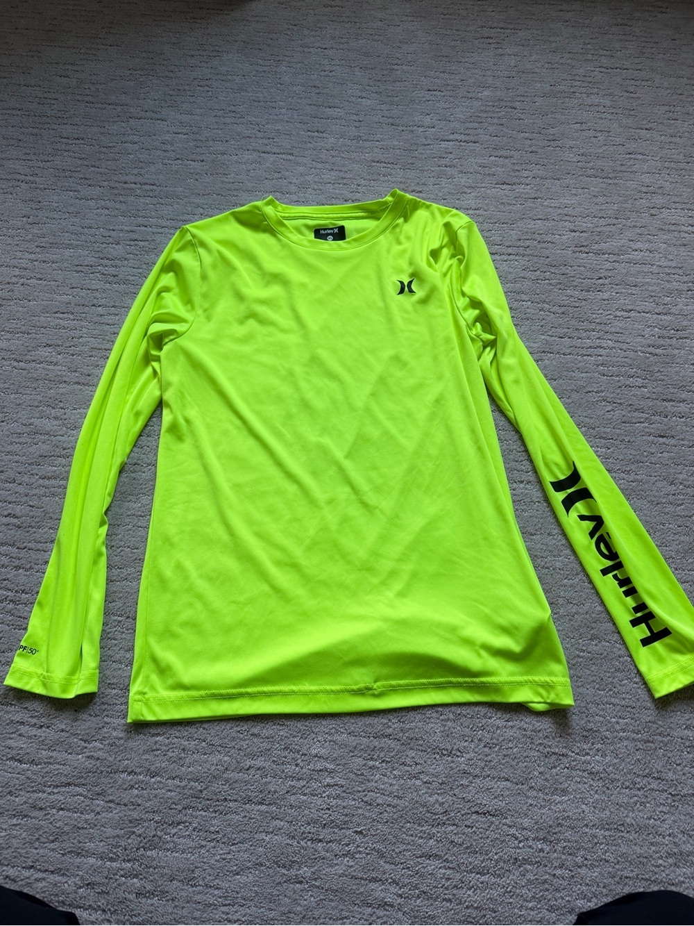 Hurley Neon Lime Green Long-Sleeve Kids Performance Tee